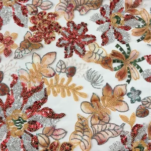 Floral Embroidered Fabric Sequin Embroidery Decorative Trim Material for Dress Fashion Apparel Accessories