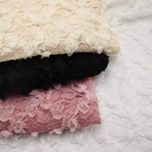 Floral Embroidered Lace Polyester Mesh Fabric Sheer Elegant for Women Dresses Bridal Gowns Skirts Decoration