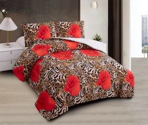 Floral Flannel Bedding Set 3PCS Warm Winter Duvet Borrego