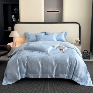 Floral Jacquard Satin Printed Knitted Chinese Style Customizable All Season 4 Piece Duvet Cover Set Luxury Bedding 100%