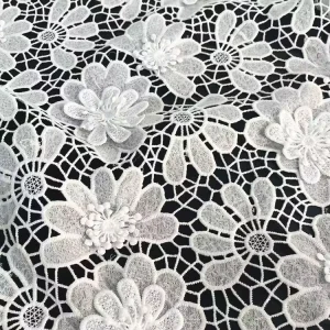 Floral Lace Fabric Breathable and Water soluble 100% Cotton Lace Fabric for Clothing or Hawaiian Dress Embroidered Lace Fabric
