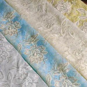 Floral Lace Fabric Breathable and Water soluble 100% Cotton Lace Fabric for Clothing or Hawaiian Dress Embroidered Lace Fabric