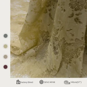 Floral Lace Fabric Soft Cotton Blend 3D Hollow Out Eyelash Lace Fabric for Holiday Dresses