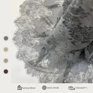Floral Lace Fabric Soft Cotton Blend Hollow Out French Eyelash Lace for French Vintage Dresses