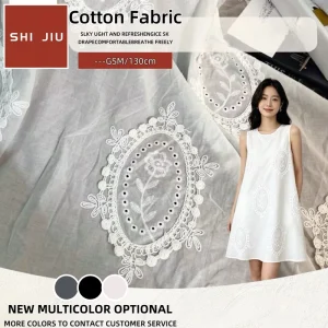 Floral Mesh Fabric Breathable and Water soluble 100% Cotton Lace Fabric for Embroidered or Hawaiian Dress Cotton Fabric