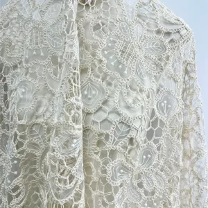 Floral Mesh Fabric Breathable and Water soluble 100% Cotton Lace Fabric for Embroidered or Hawaiian Dress Cotton Fabric