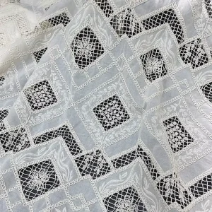 Floral Mesh Fabric Breathable and Water soluble 100% Cotton Lace Fabric for Embroidered or Hawaiian Dress Cotton Fabric