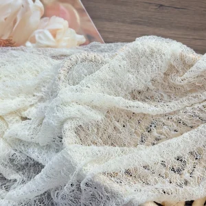 Floral Nylon Spandex Eco Friendly Soft Sheer Knit Bubble White Lace Fabric for Women Dress Making