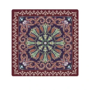 Floral Pattern Rubber Brown Mahjong Mat Decorative Game Mahjong Mats Noise Reduction for Home Party