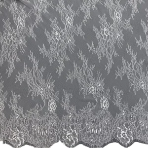 Floral Patterns White Soft 3D French Embroidery Eyelash Lace Fabric Polyester Nylon Eco Friendly Breathable Bridal Veil