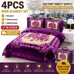 Floral Plush Blanket Set Warm Flannel Fleece Bed Blanket for Africa Caribbean Bedding Market