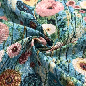 Floral Polyester Cotton Jacquard Fabric Woven Upholstery Fabric for Sofa Cushion Table Runner Bags Garments