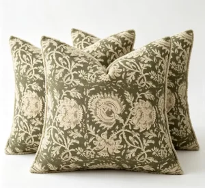Floral Print Neutral Woven Throw Pillow Covers Vintage Modern Farmhouse Boho Home Decor Anti Dust Mite Removable Washable Soft