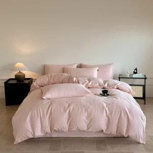Floral Satin Jacquard 100% Cotton Reversible Breathable Luxury Four Piece Duvet Cover Set with 300tc Thread Count