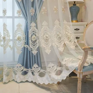 Floral Sheer Curtains Embroidered Luxury Polyester Sheer Curtain Fabric Roll S Fold for Bedroom Window Curtains and Sheers Home