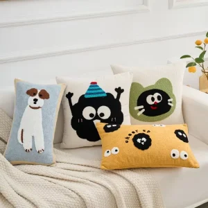 Floral Throw Pillow Cover 18×18 Decorative Cushion Case Cartoon Pillowcase for Sofa Couch Bed Living Room
