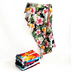 Flower Beach Towels With Logo Custom Print Comfortable Digital Printed Sand Free Cotton Beach Towels