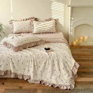 Flower Bedding Set Printed Summer Bedding Summer Quilt Bed Sheet Four Piece Set