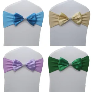 Flower Bow Elastic Strap Tie Free Chair Back Decorative Chair Cover for Wedding Banquets Parties Big Red Hotel Home Chair Sashes