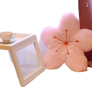 Flower Floor Cushion Throw Pillow Japan Sakura Flower Plush Pillow Cute Pink Cherry Pillow for Home Decoration