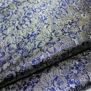 Flower Pattern 3D Effect Metallic Shiny Brocade Fabric for Women Holiday Charming Party Dress Sofa Cover