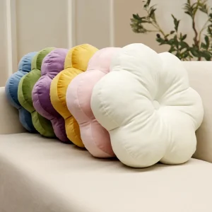 Flower Seat Cushion Velvet Pillow Solid Soft Decorative Throw Pillows Cushion 3D Flower Shape for Home Decor