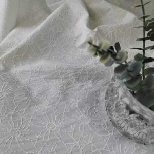 Flowers Jacquard Poplin Home Textile Fabric Cotton Lace Fabric With 3D Texture Pattern