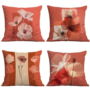 Flowers Painting Decorative Couple Throw Pillow Cover Cushion Case Washable Pillow Cases for Home Decor
