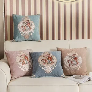 Flowers Pattern Knitted Chenille Throw Pillow Cover 45cm*45cm Anti Dust Mite Removable Washable Room Sofa Cushion Cover