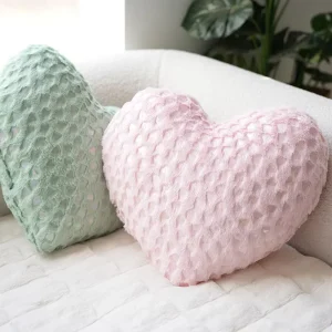 Fluffy Heart Shaped Throw Pillows Super Soft Faux Rabbit Fur Heart Throw Pillow Outdoor Indoor Decorative Pillow