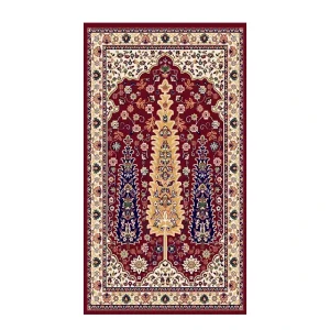 Fluffy Shaggy Wool Polyester Polypropylene Jacquard Prayer Carpet with Arabic Design for Mosque Masjid