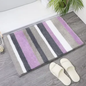 Fluffy Soft Plush Stripe Foot Mat Luxury Quick Dry Microfiber Tufted Bath Rug