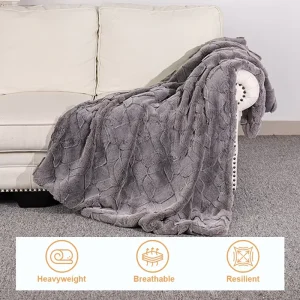 Fluffy Throw Blanket Oeko Tex Standard 100 Fuzzy Double Sided Faux Rabbit Fur Throw Blanket for Room