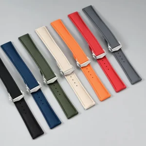 Fluororubber Watch Strap For Omega For Blancpain Replace Luxury Watchband With Luxury Metal Clasp 20mm 22mm FKM Strap