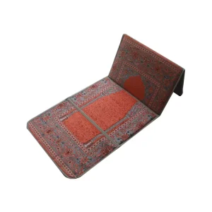 Foldable Backrest Muslim Prayer Mat Vintage Persian Floral Pattern Soft Flannel Islamic Worship Rug for Home Travel