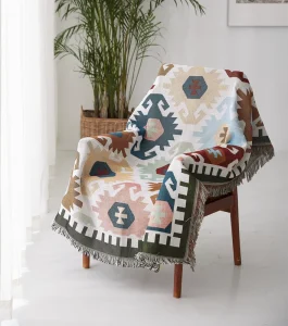 Foldable Cotton Home Decor Woven Blanket Custom Design Vintage Throw Blanket Boho Rug Bohemian Rug Aztec Blanket