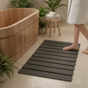 Foldable Fast Drying Non slip Absorbent Rollable Stone Diatomite Earth Bath Mat for Bathroom Floor Stone Bath Mat