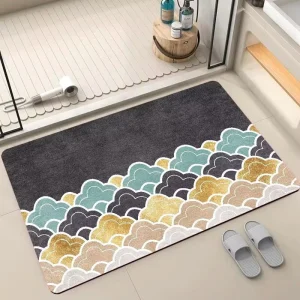 Foldable Fast Water Drying Super Absorbent Non Slip Home Area Diatomite Bath Mat Carpet Rug