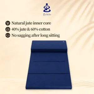 Foldable Multi Purpose Meditation Cushion Set Organic with 15% Slope Trapezoid Design with Natural Linen