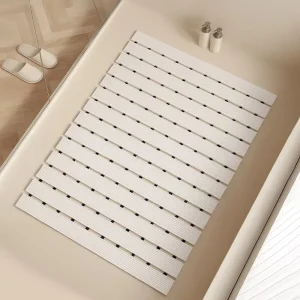 Foldable PVC Bath Mat Waterproof Quick Dry Non-Slip Shower Floor Mat Modern Anti-Slip Entrance Rug for Bathroom
