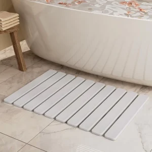 Foldable Square Stone Bath Mat Ultra Absorbent Diatomaceous Earth Quick Drying Compact Solid Color Easy Storage Modern
