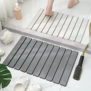 Foldable Stone Bath Mat Anti Slip Toilet Mat Water Absorbent Bathroom Door Entrance Mat Machine Made for Dry Foot Comfort