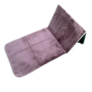 Foldable Travel Prayer Rug with Backrest Islamic Prayer Mat with Embossed Patterns for Portable Worship Travel Use