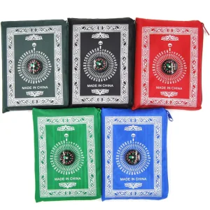 Foldable Waterproof Islam Prayer Mat Vintage Pattern Travel Prayer Mat With Compass and Zipper Bag Islamic Ramadan Decorations