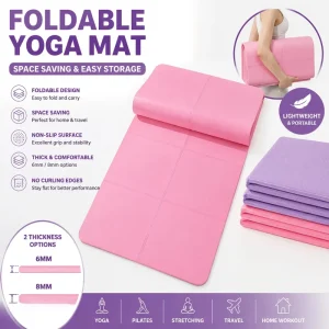 Foldable Yoga Mat 6mm 8mm Thick Non Slip Portable Travel Exercise Mat Space Saving Pilates Fitness Mat OEM Custom Logo