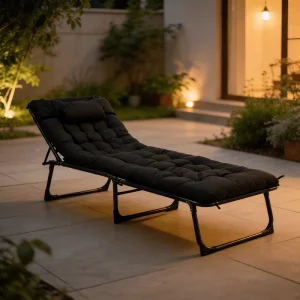 Folding Camping Cot Factory Direct Adjustable Lounge Chair with Thick Padded Cushion for Camping Office Home Use