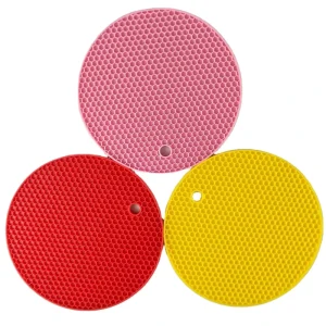 Food Grade Silicone Honeycomb Round Anti Slip Heat Resistant Eco Friendly Place Table Mat 18cm Diameter Colorful