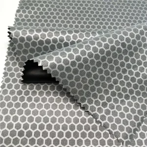 Football Grid Printed Black TPU Bonded Lightweight Water Resistant Breathable Knitted Tricot Fabric