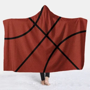 Football Softball Print Hooded Blanket Soft Thick Plush Throw Blanket for Adults