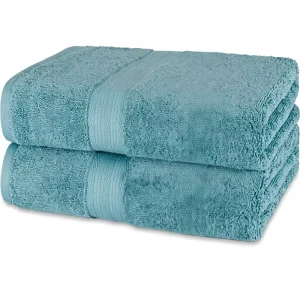 For Basics Fade Resistant 100% Cotton Bath Towel 2 Pack 30×54 Inches Teal Green Machine Wash
